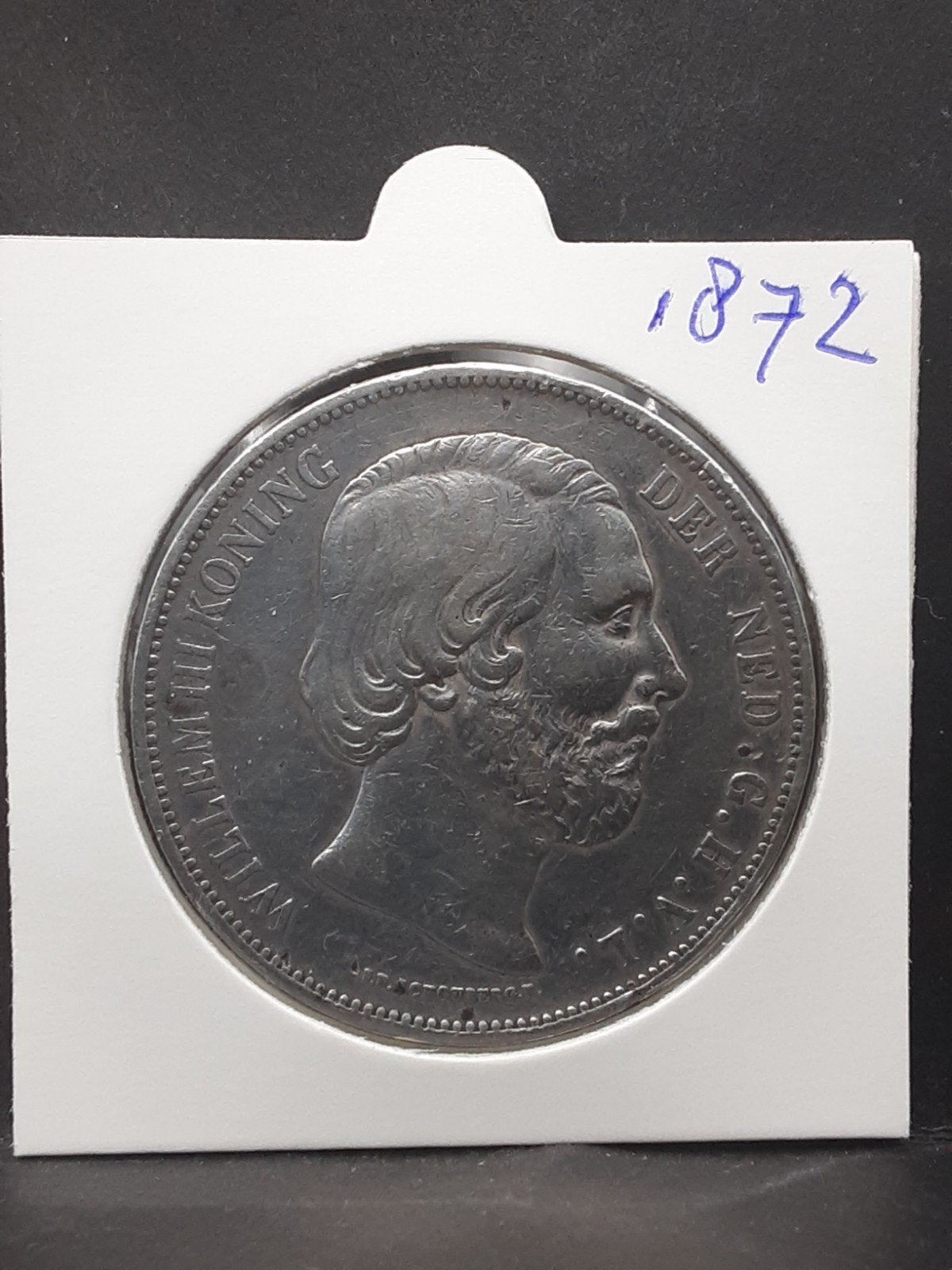 rijksdaalder 1872 koning Willem III, Koning Willem III, Verzenden, Zilver, Losse munt
