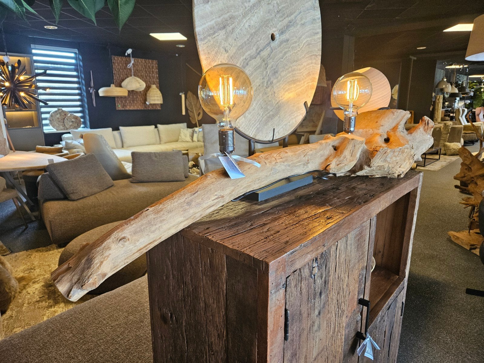 Tafellamp teak xxl uniek, Verzenden