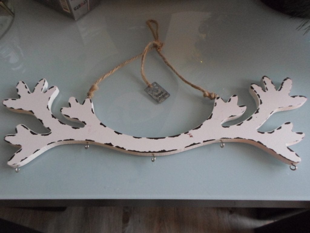 hanger gewei met haakjes, Ophalen of Verzenden, Gebruikt, Wit, Hout