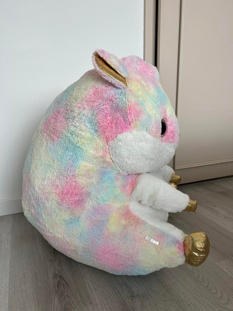 Grote regenboog hamster knuffel - Nieuw XXL!, Hamster, Nieuw, Ophalen of Verzenden, Meerkleurig