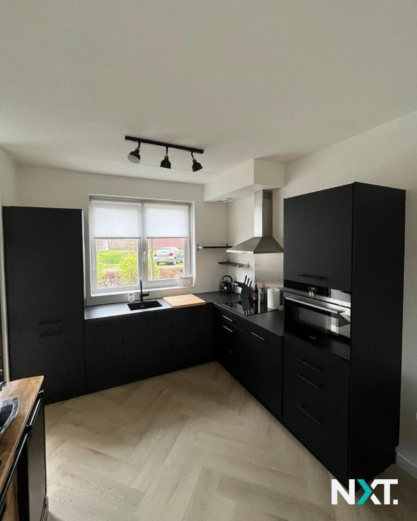 keuken, Huis en Inrichting, Keuken | Complete keukens, Ophalen, Zwart, Hoekkeuken, Met kookeiland