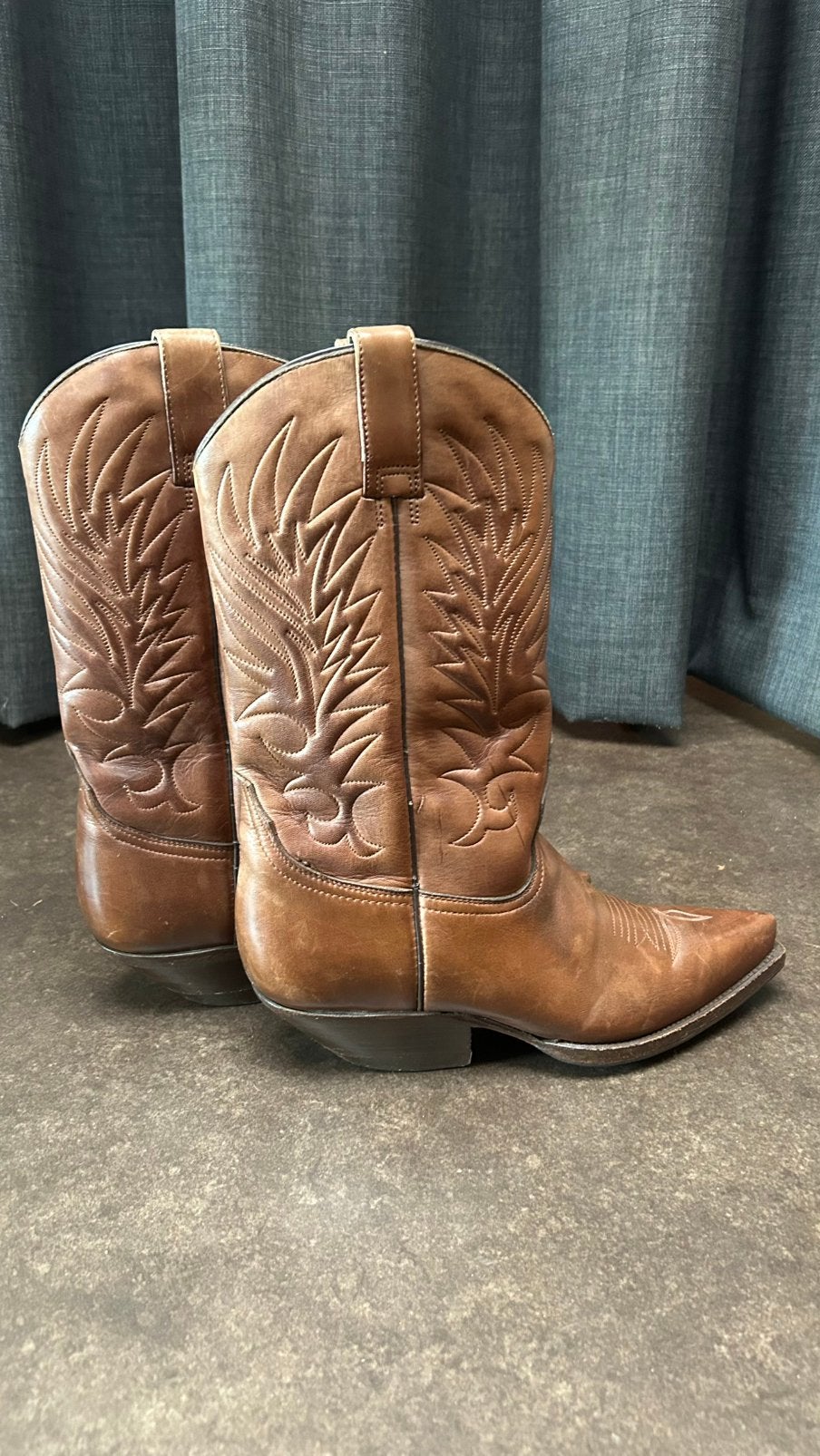 Vintage Sendra Sancho boots cowboy laarzen cognac bruin 38, Hoge laarzen, Bruin, Ophalen of Verzenden, Zo goed als nieuw