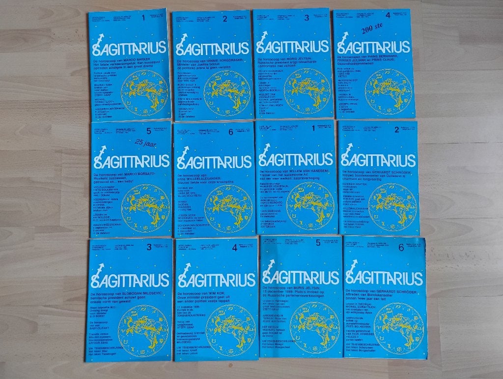 astrologie, tijdschrift Sagittarius, jaargangen '91 t/m '99, Ophalen of Verzenden, Gelezen, Astrologie, Achtergrond en Informatie