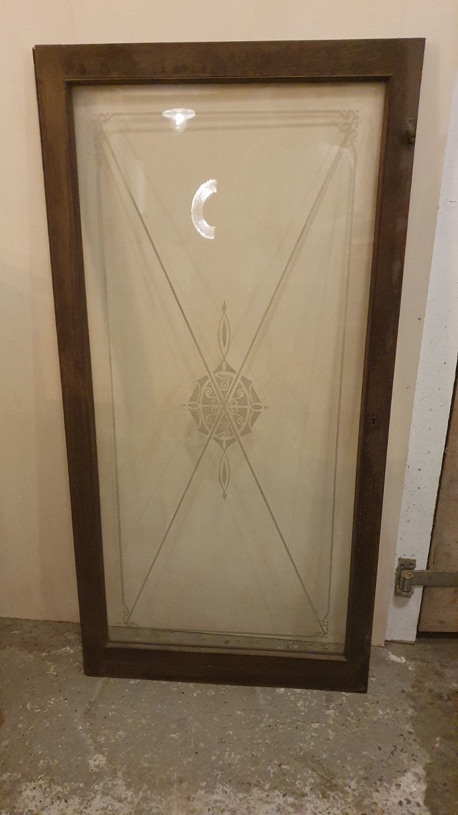4 stuksAntiekeapothekersramen met geëtst glas, Ophalen, Gevelraam of Ruit, Gebruikt, 80 tot 120 cm