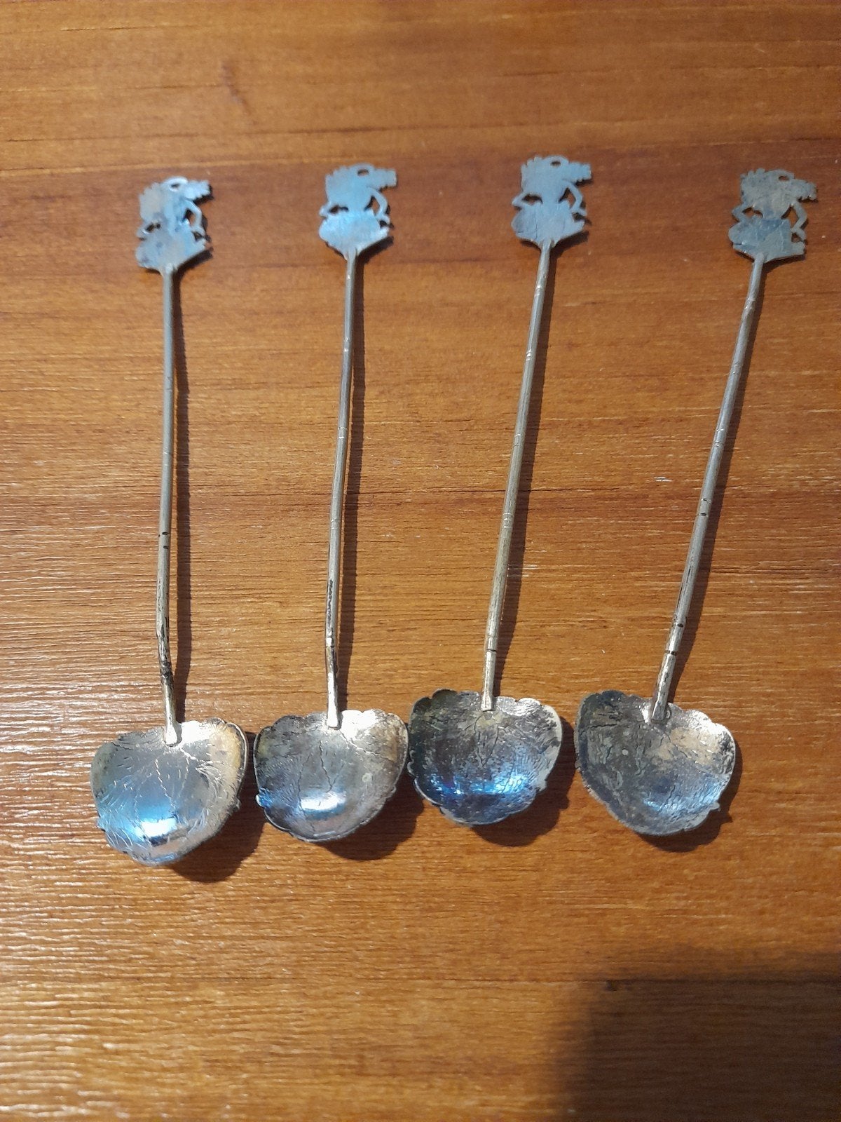 4 Djokja Zilveren Lepels met Wayang Poppetjes - 17,5 cm, Verzenden
