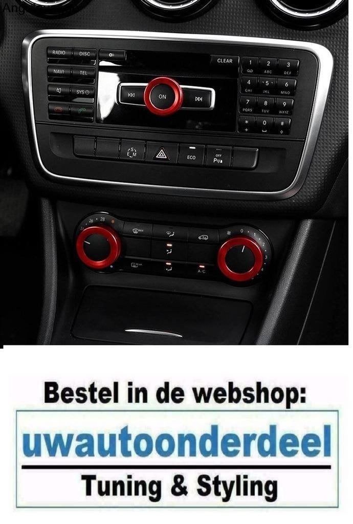 Radio Airco Knoppen Rood Aluminium Voor Mercedes CLA C117
