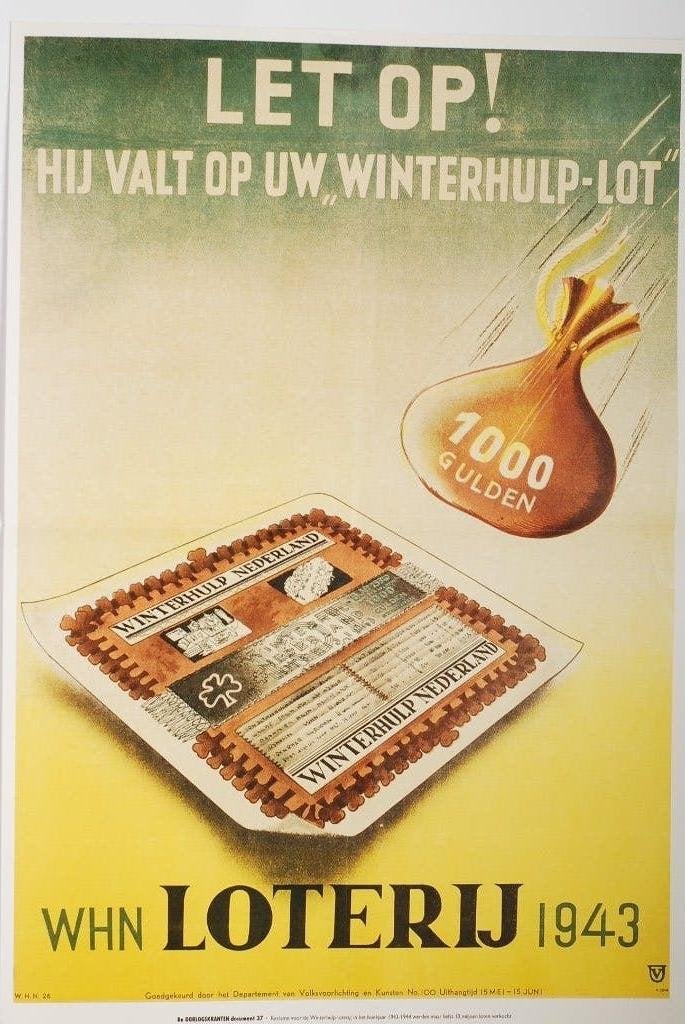 Herdruk poster Tweede Wereldoorlog: Winterhulp 1943-1944, Zo goed als nieuw, Verzenden, Amsterdam, Overige soorten