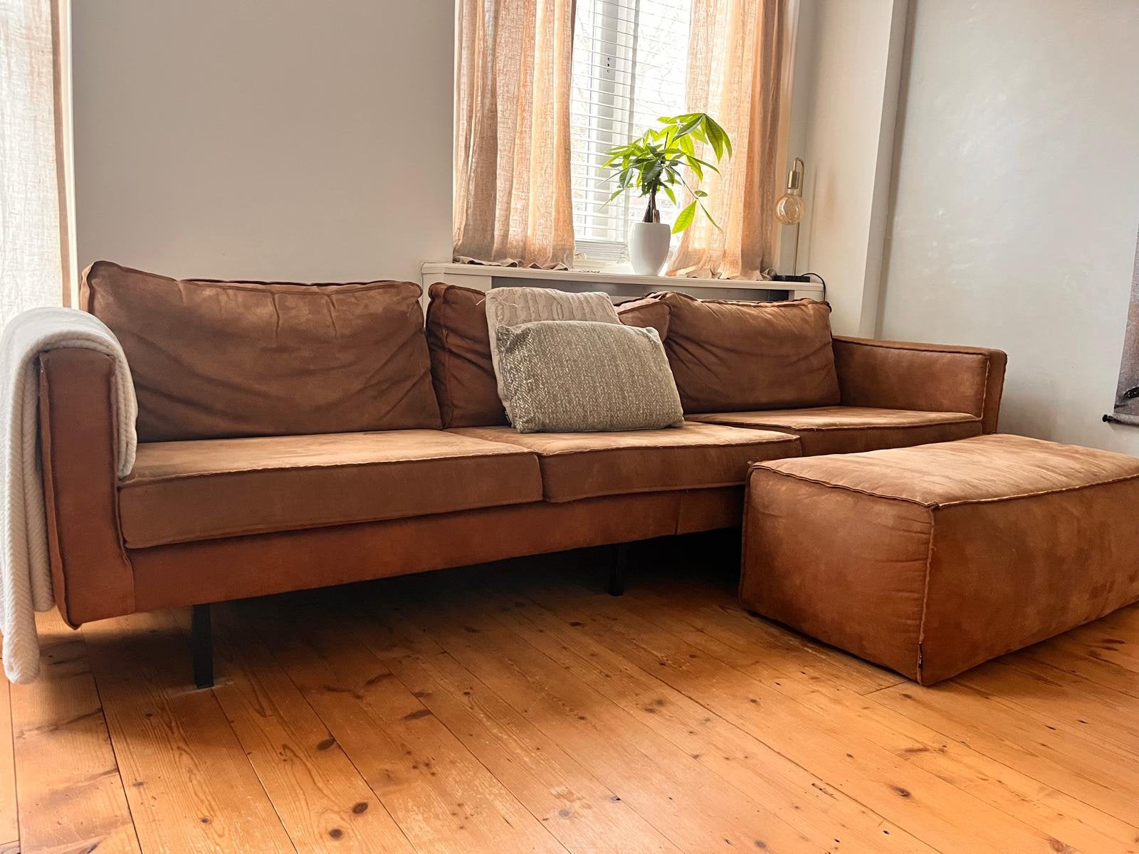 Bepure bank met hocker 3 zits, Huis en Inrichting, Banken | Voetenbanken en Poefen, Ophalen, Rechthoekig, 125 cm of meer