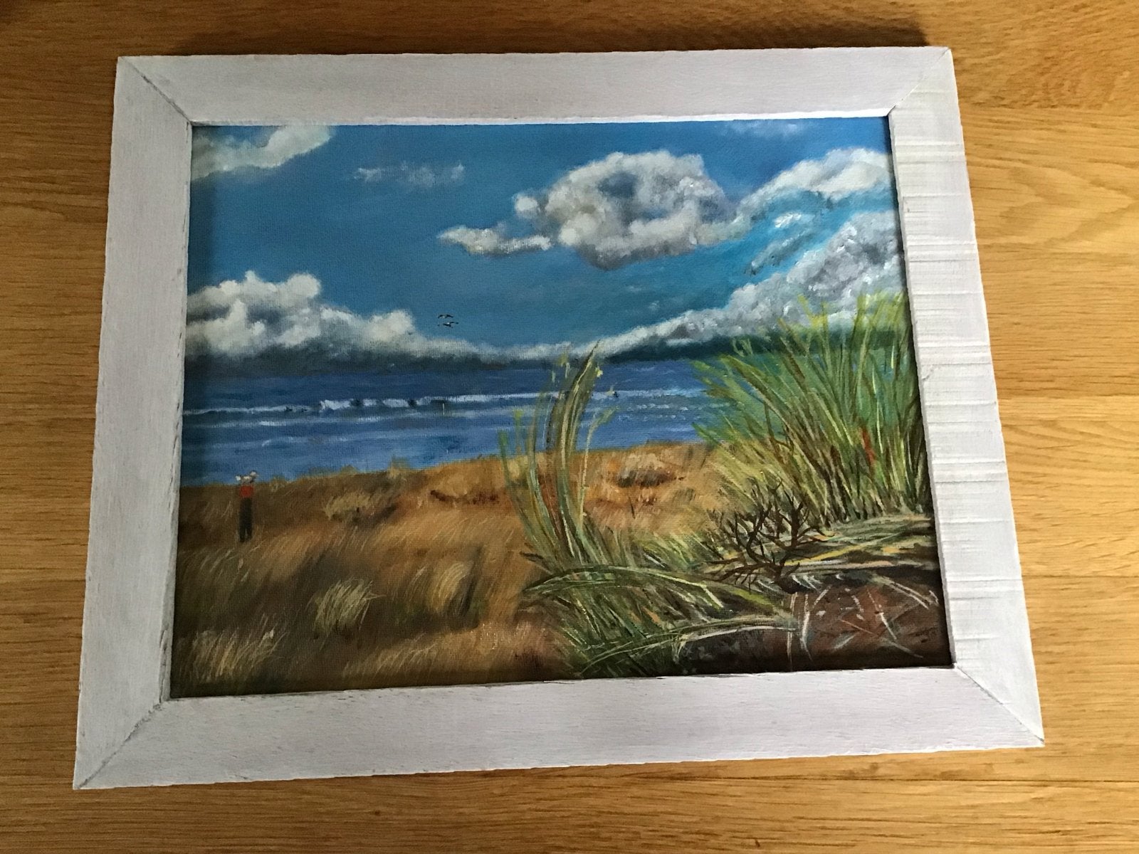 Ouddorp aan Zee,schilderij,: Duinlandschap met zeegezicht, Doek, Realistisch, Ophalen of Verzenden, Olieverf