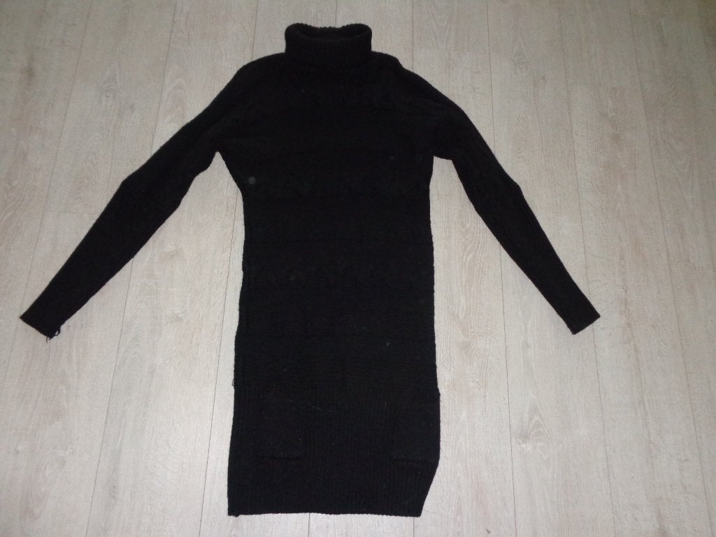 zwarte warme gebreide jurk van Miss Sixty, maat M, Maat 38/40 (M), Zwart, Ophalen of Verzenden, Knielengte