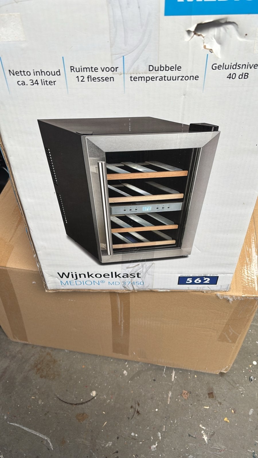 Medion Wijnkoelkast MD 37150 - Dubbele temperatuurzone, Ophalen, Zonder vriesvak, Nieuw, Minder dan 75 liter