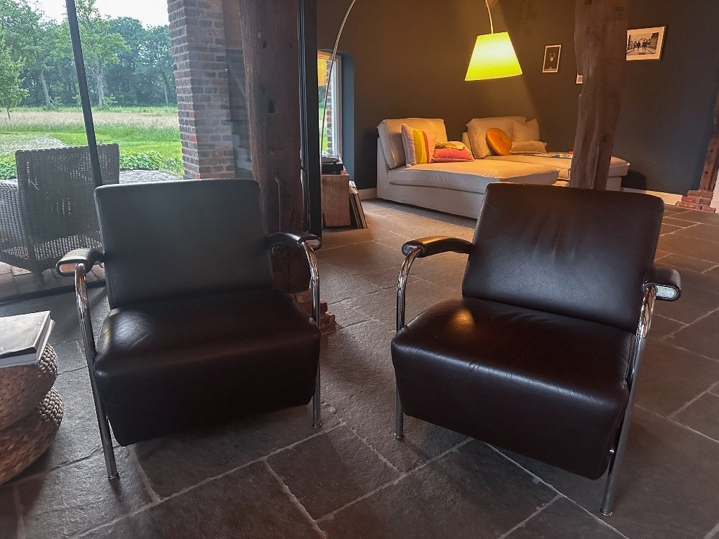 Leolux Scylla Lage Fauteuil Donkerbruin Leer € 800 per stuk, Huis en Inrichting, Fauteuils, Gebruikt, 50 tot 75 cm, Ophalen, Leolux Scylla Laag Fauteuil Donkerbruin Leer  € 790 per stuk