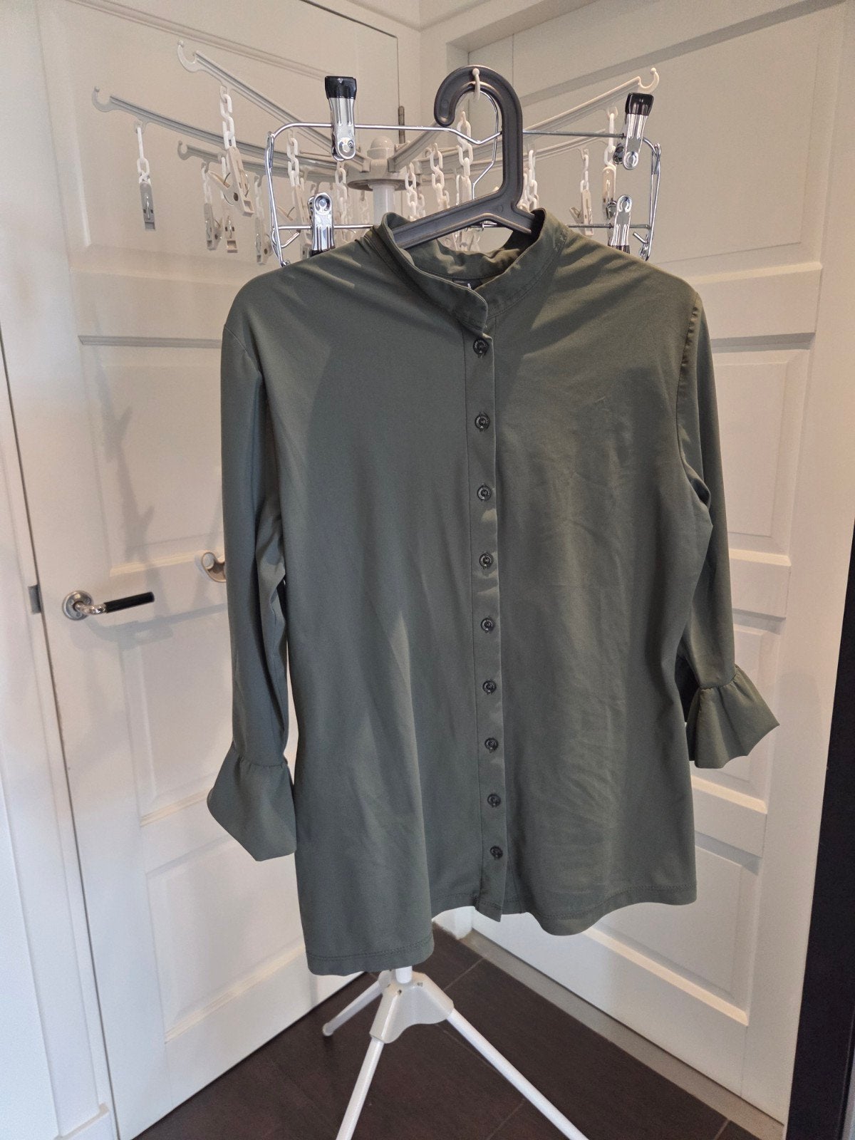 groen travelstof blouse jane lushka, Ophalen of Verzenden, Zo goed als nieuw, Maat 38/40 (M), Groen