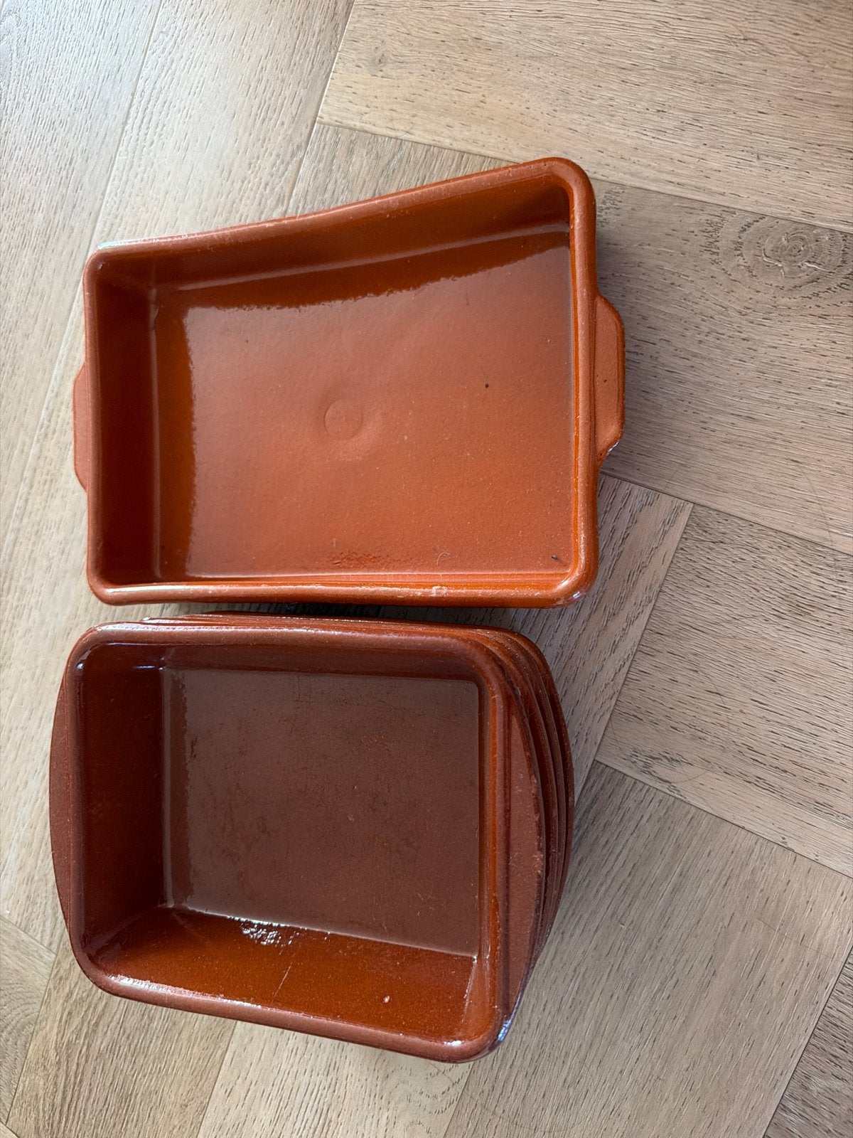 Set van 5 terracotta ovenschalen (1 grote, 4 kleine), Ophalen, Steen/keramiek, Bruin, Overige typen
