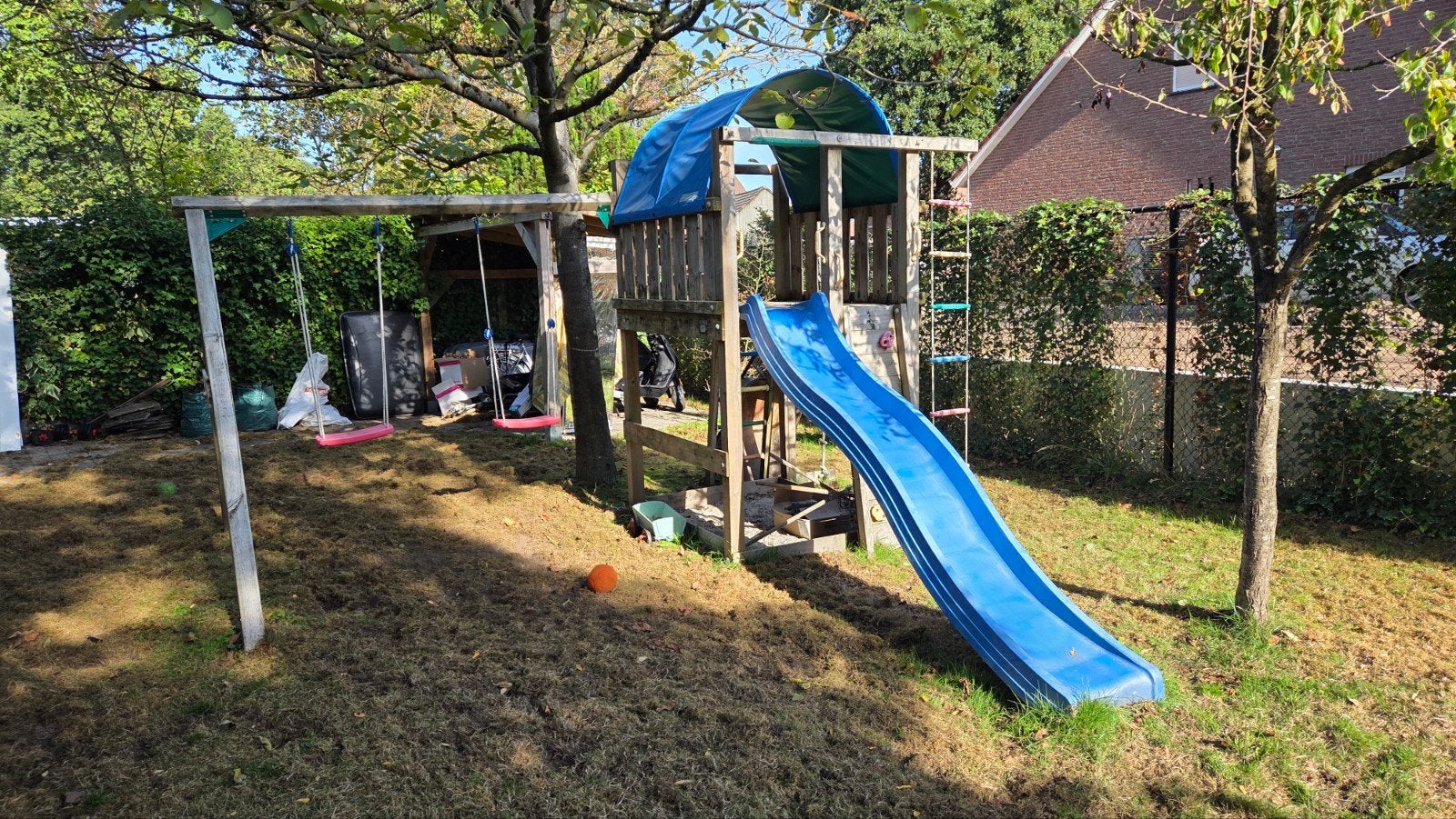 Jungle Gym Speeltoestel met 2 schommels en glijbaan, Ophalen, Gebruikt, Glijbaan