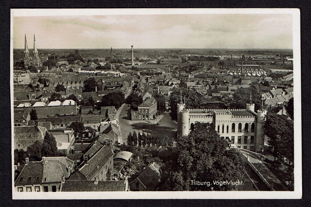 Tilburg, 1941 - Vogelvlucht - Panorama - luchtfoto, Verzamelen, Ophalen of Verzenden, 1940 tot 1960, Gelopen, Noord-Brabant