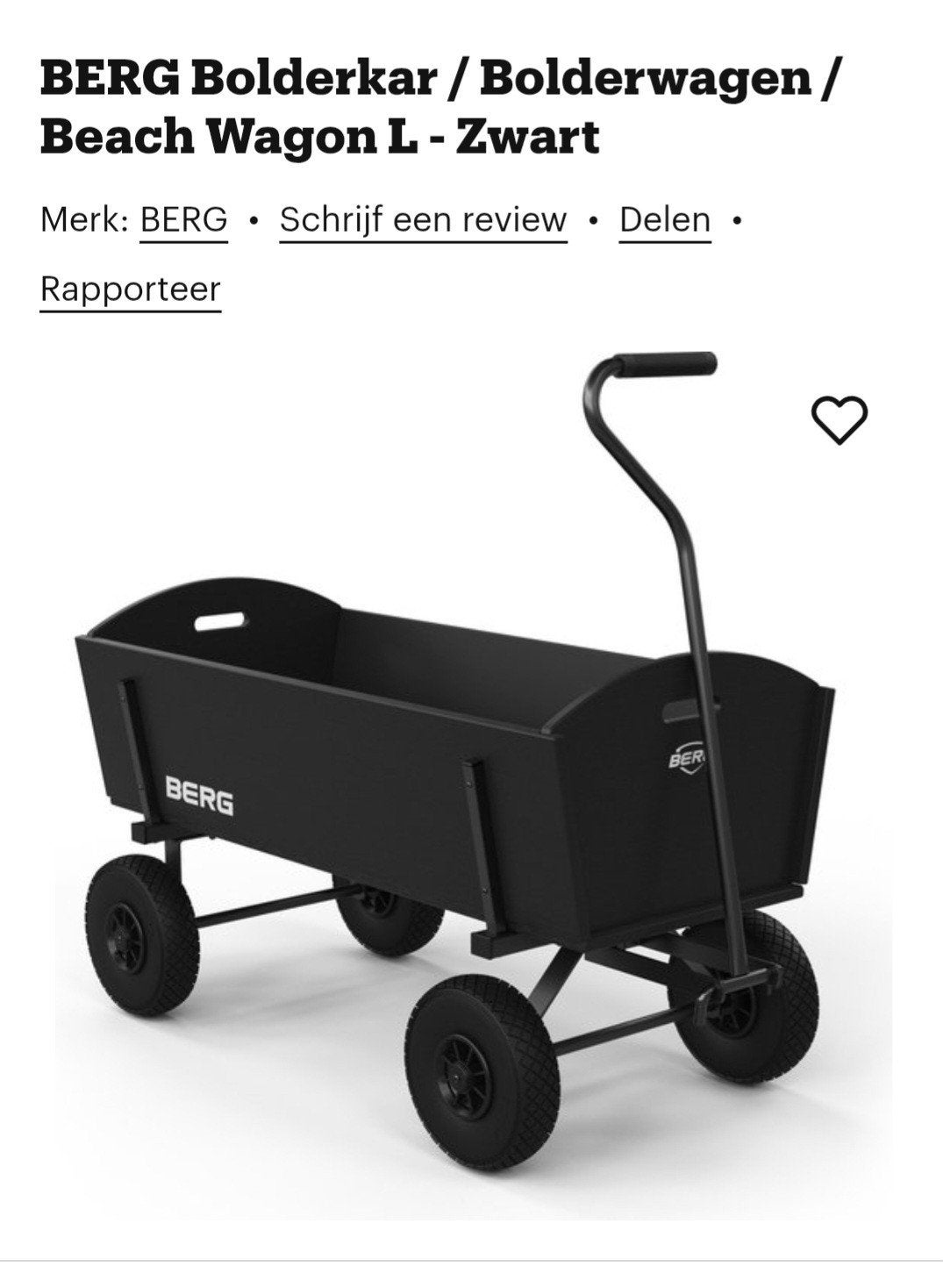 BERG Bolderkar / Bolderwagen / Beach Wagon L - Zwart, Caravans en Kamperen, Bolderkarren, Ophalen, Nieuw