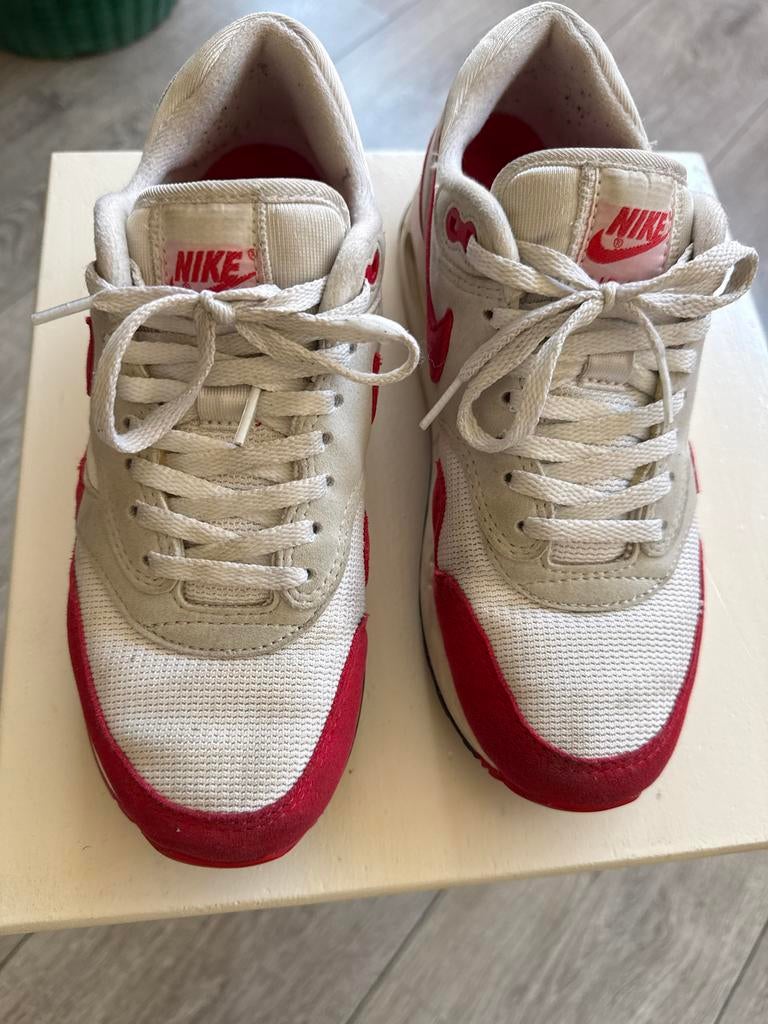 Nike Air Max 1 - Rood/Wit - Maat 38, Ophalen of Verzenden, Gedragen, Rood, Sneakers of Gympen