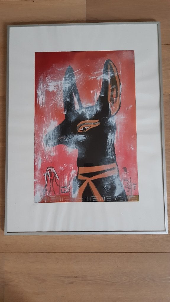 Faraohond (acryl, verschillende technieken), Antiek en Kunst, Ophalen of Verzenden