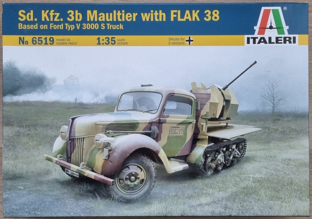 Italeri 1:35 #6519 WWII German Sd.Kfz.3b Maultier w/ Flak 38, Italeri, 1:32 tot 1:50, Overige typen, Nieuw