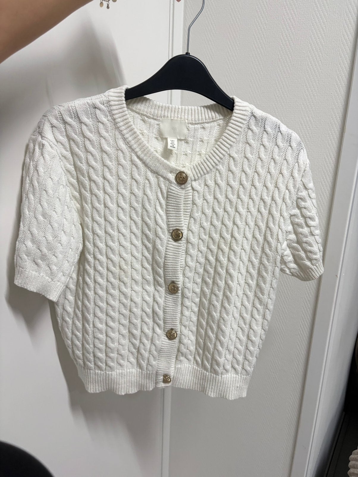 H&M tweed vestje met gouden knopen, Kleding | Dames, Wit, Nieuw, Ophalen of Verzenden, Korte mouw