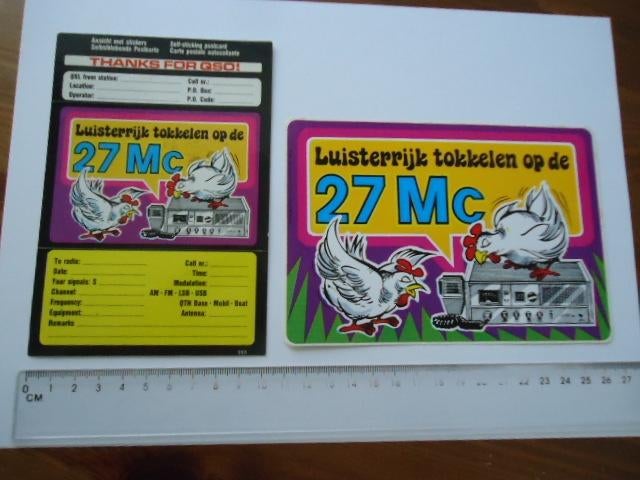 sticker 27MC bakkie strip 27 mc qsl tokkelen qso break retro, Verzamelen, Verzenden, Zo goed als nieuw