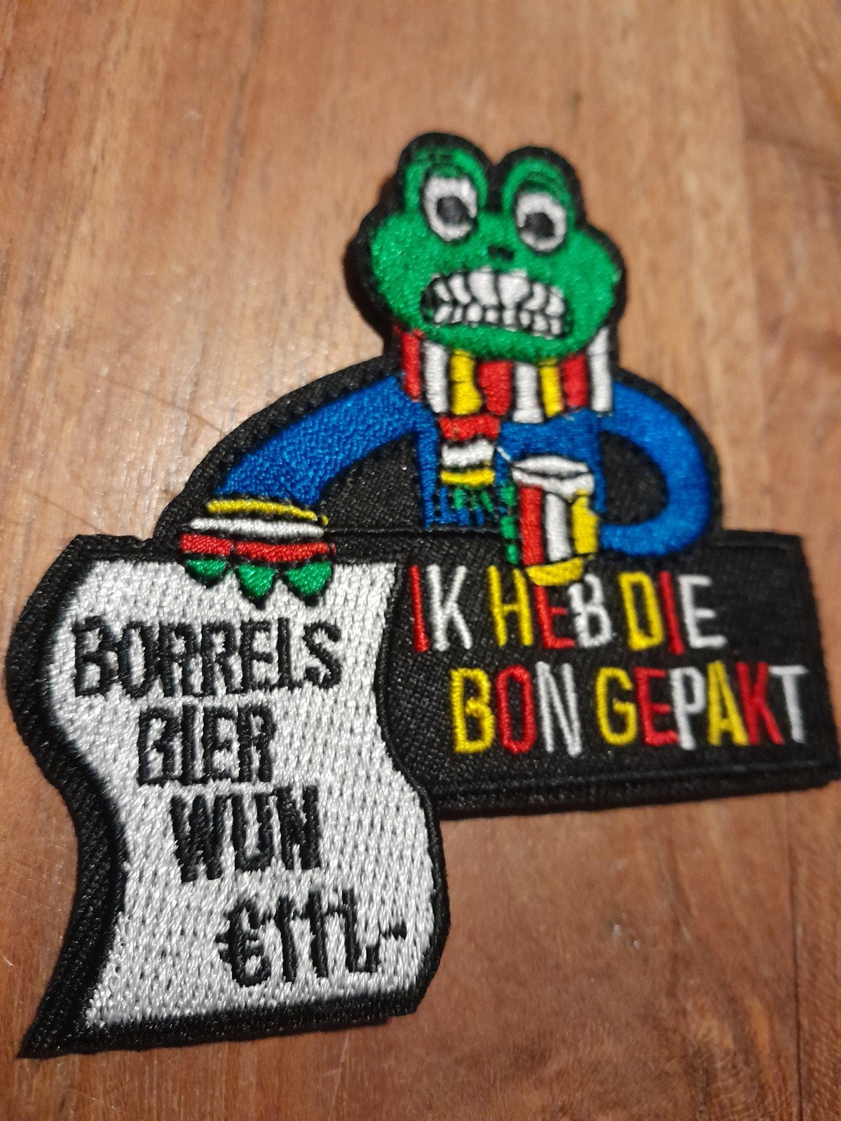 Grappige kikker patch 'Ik heb die bon gepakt', Ophalen of Verzenden, Nieuw