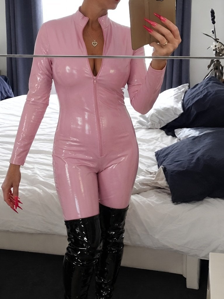 Roze lak jumpsuit maat XL, Verzenden, Nieuw, Maat 46/48 (XL) of groter, Roze