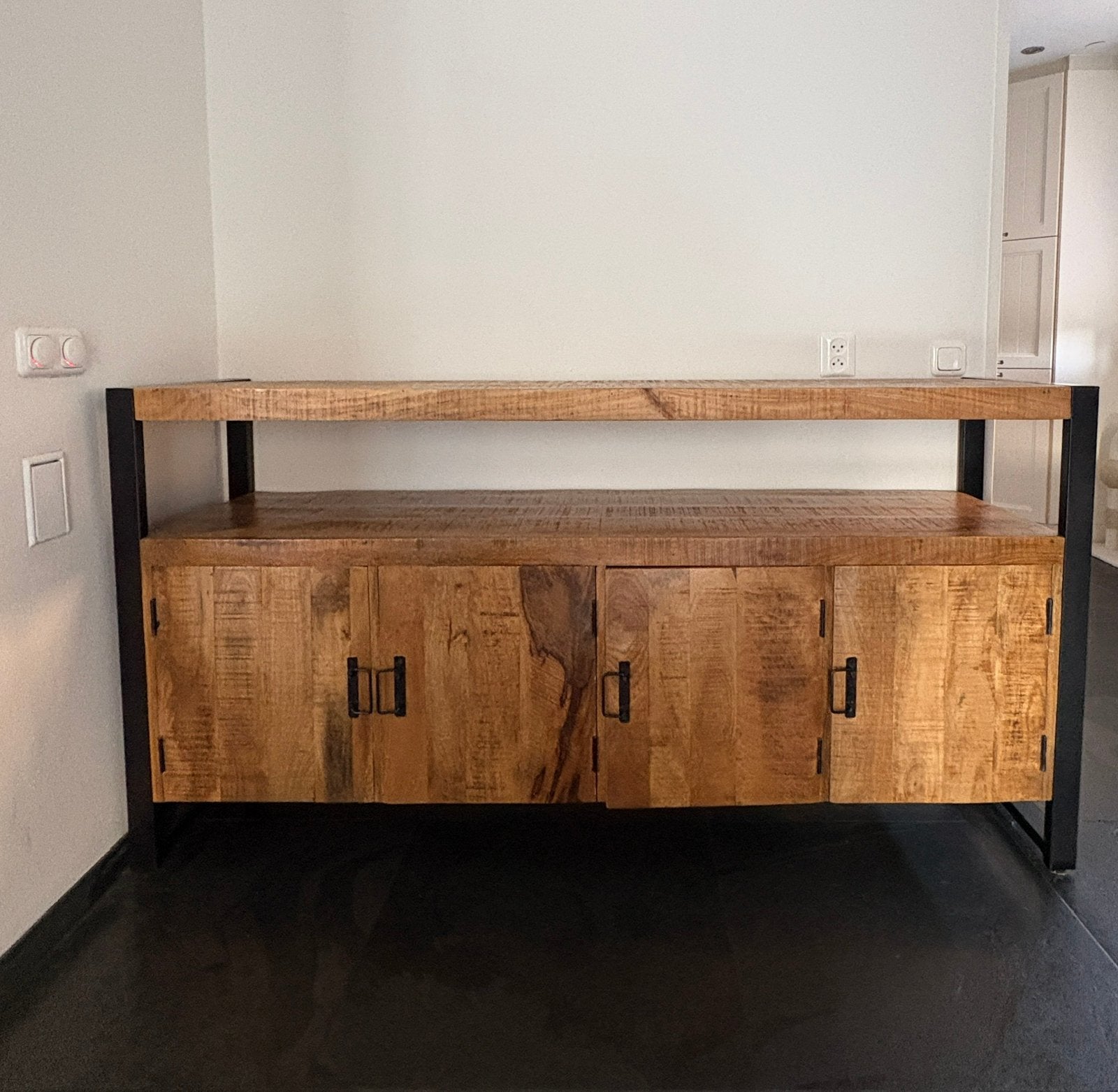 Dressoir, mangohout, kast, hout, meubel, Ophalen, Gebruikt, 150 tot 200 cm, Industrieel