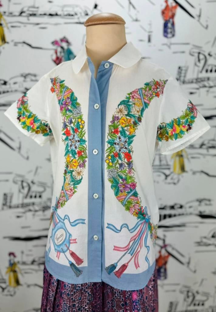 Gucci meisjes gebloemd bloesje maat 10, Overhemd of Blouse, Gucci EU, Customercare@gucci.com, Zo goed als nieuw