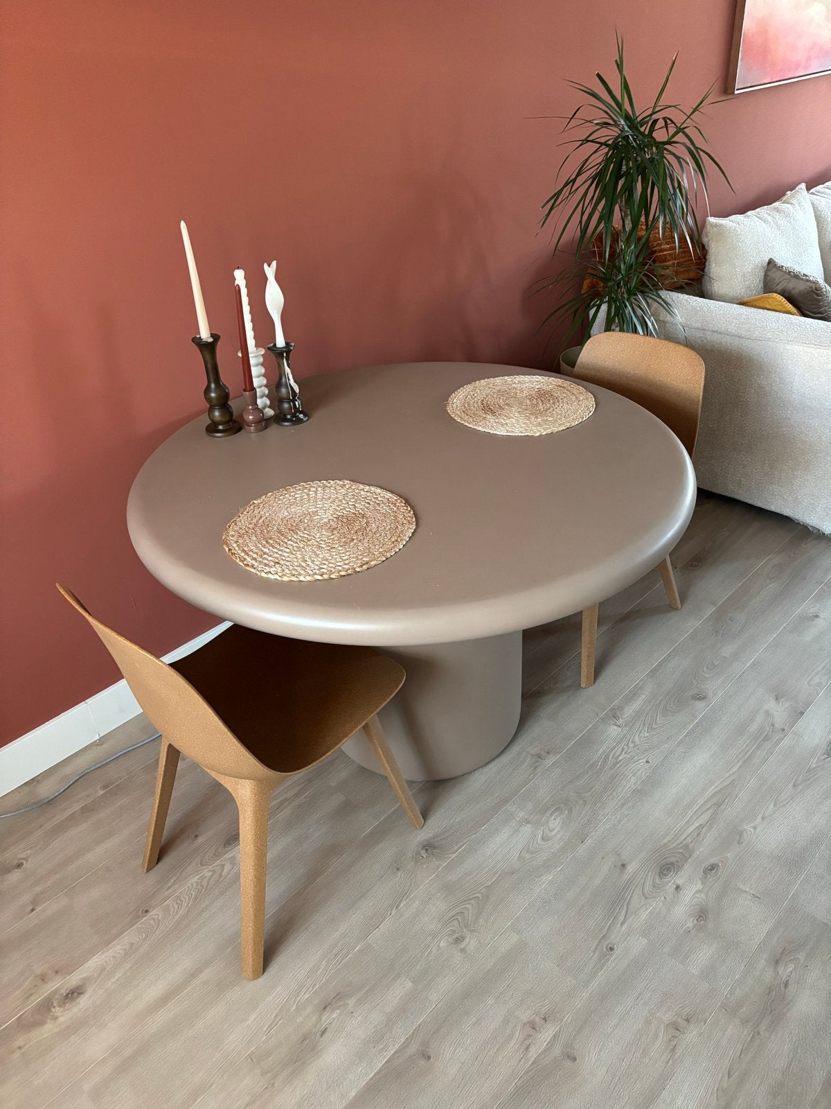 Namara ronde cementen eettafel - Japandi look, Ophalen, Overige materialen, 100 tot 150 cm, Rond