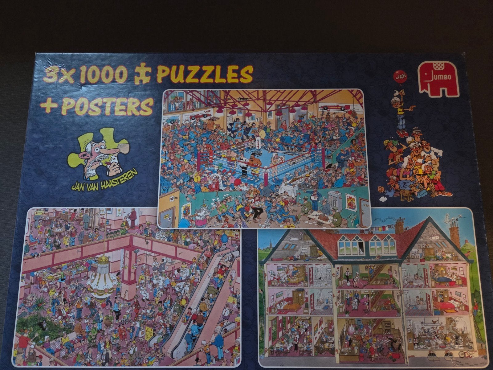 Jan van Haasteren 3x1000 stukjes, koopje!, Ophalen of Verzenden, 500 t/m 1500 stukjes, Gebruikt