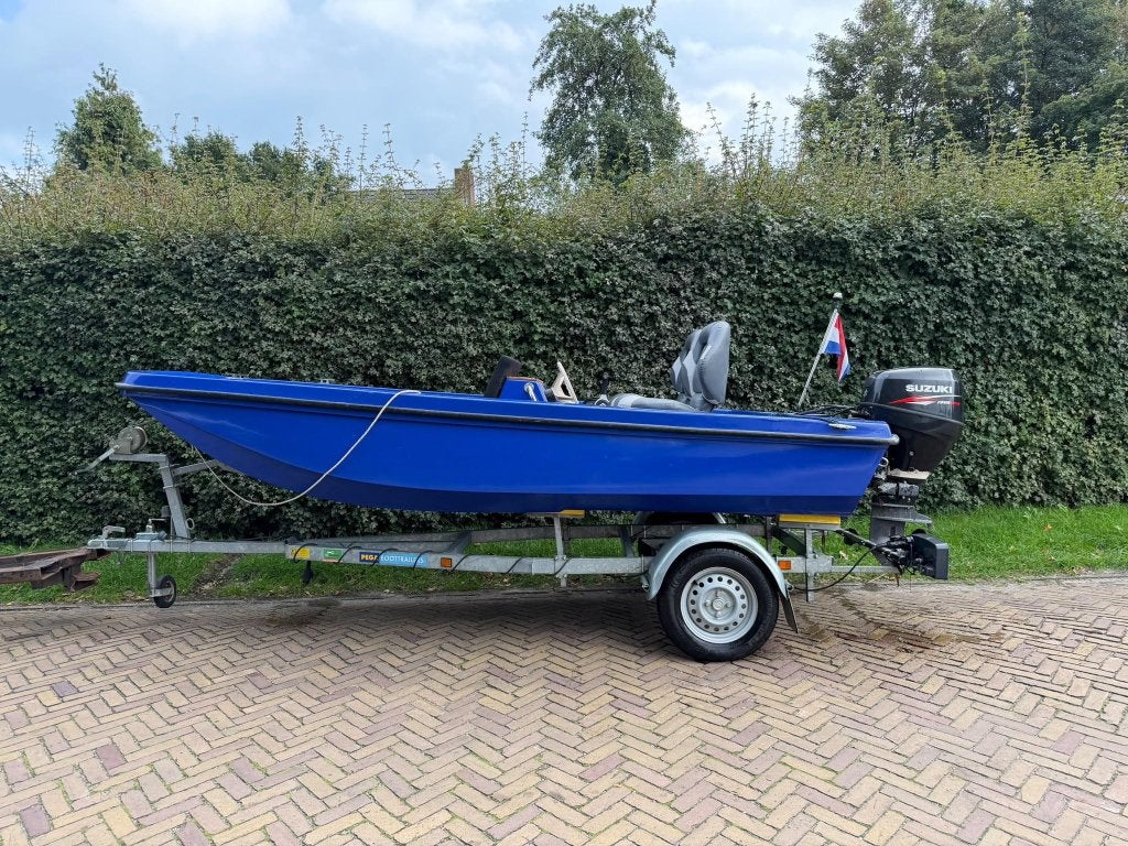 Consoleboot Fiberplast 410 / 25pk Suzuki 4 takt / Trailer, Watersport en Boten, Gebruikt, 4 m, 10 tot 30 pk, Overige merken