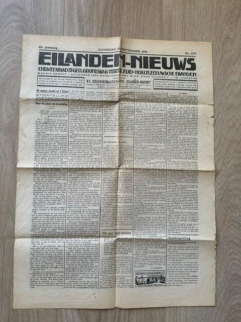Krant. Eilanden Nieuws. Zaterdag 30 september 1939, No 1079., Verzamelen, Tijdschriften, Kranten en Knipsels, Ophalen of Verzenden