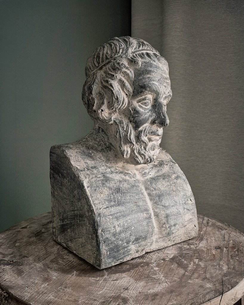 Terracotta borstbeeld van Homerus, Buste, Ophalen of Verzenden, 20 - 50 cm, Steen of Keramiek
