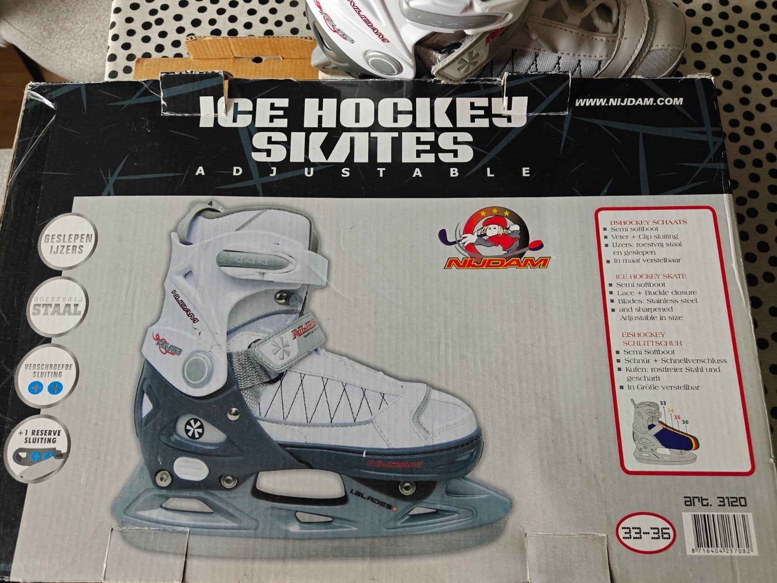 Nijdam verstelbare ijshockey schaatsen maat 33-36, Ophalen of Verzenden, Zo goed als nieuw, Schaatsen