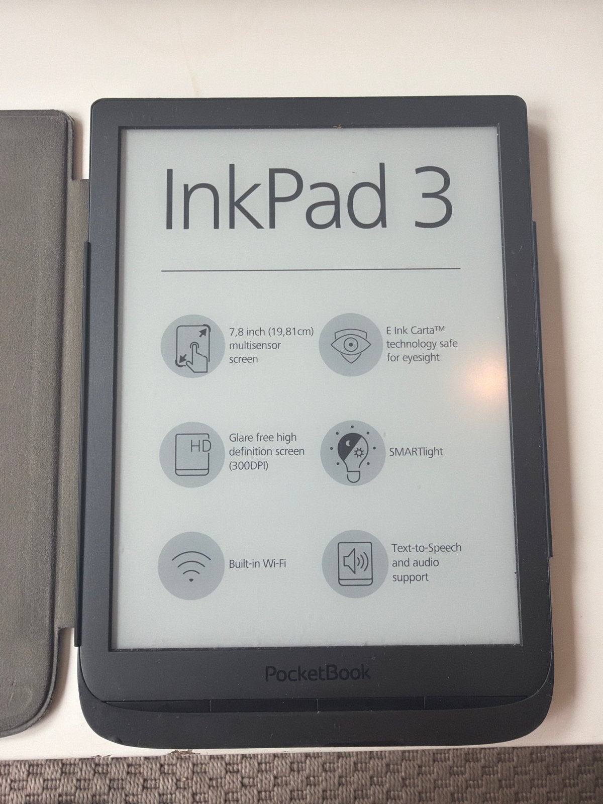 Pocketbook InkPad 3 e-reader met hoesje, Computers en Software, E-readers, Gebruikt, 8 GB, Touchscreen, Ophalen of Verzenden