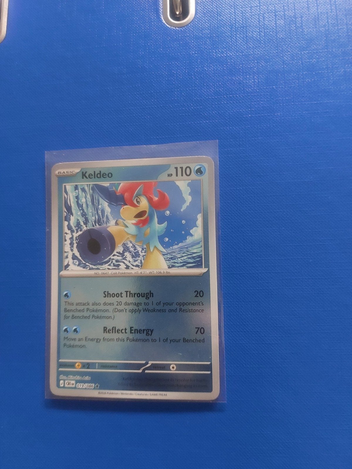 Pokémon Kaart Keldeo 019/086 chaos rising reverse holo, Ophalen of Verzenden, Zo goed als nieuw, Losse kaart