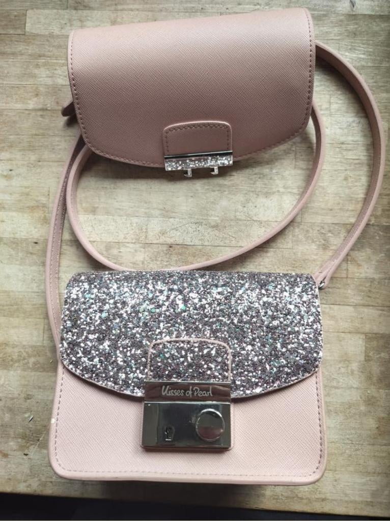 Handtas Kisses of Pearl, Verzenden, Zo goed als nieuw, Roze, Overige merken