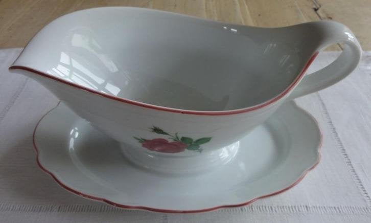 Witte brocante sauskom met roze roosje en randjes, Huis en Inrichting, -, -, Overige typen, Ophalen of Verzenden