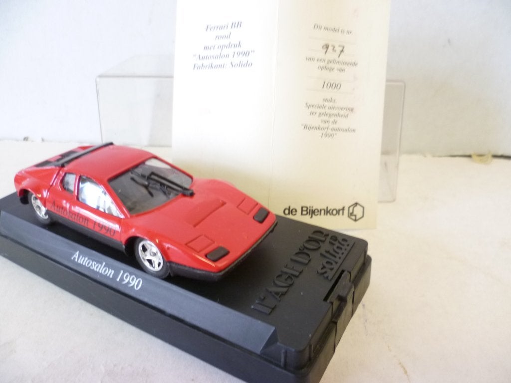 Solido Ferrari 365 BB De Bijenkorf Autosalon 1990 1:43 auto, Hobby en Vrije tijd, Ophalen of Verzenden, Nieuw, Auto, Solido