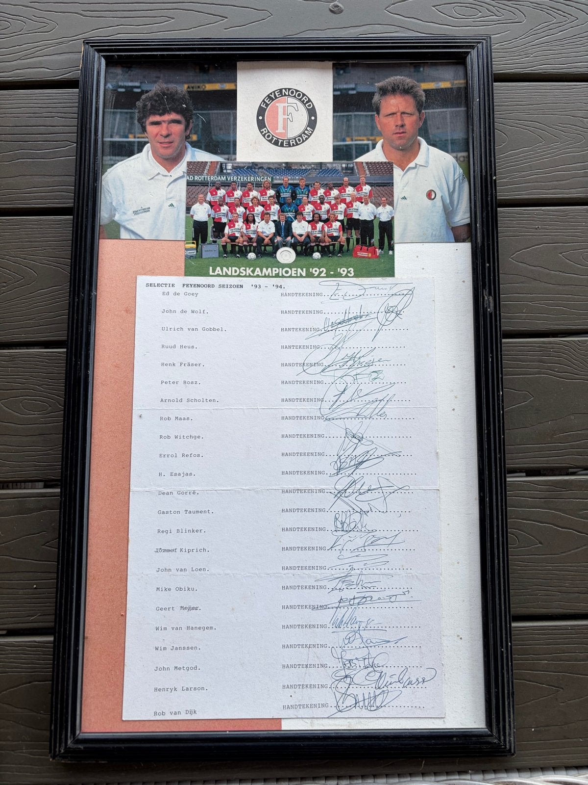 Feyenoord kampioensjaar '92-'93 met handtekeningen, Verzamelen, Ophalen of Verzenden, Gebruikt, Feyenoord, Overige typen