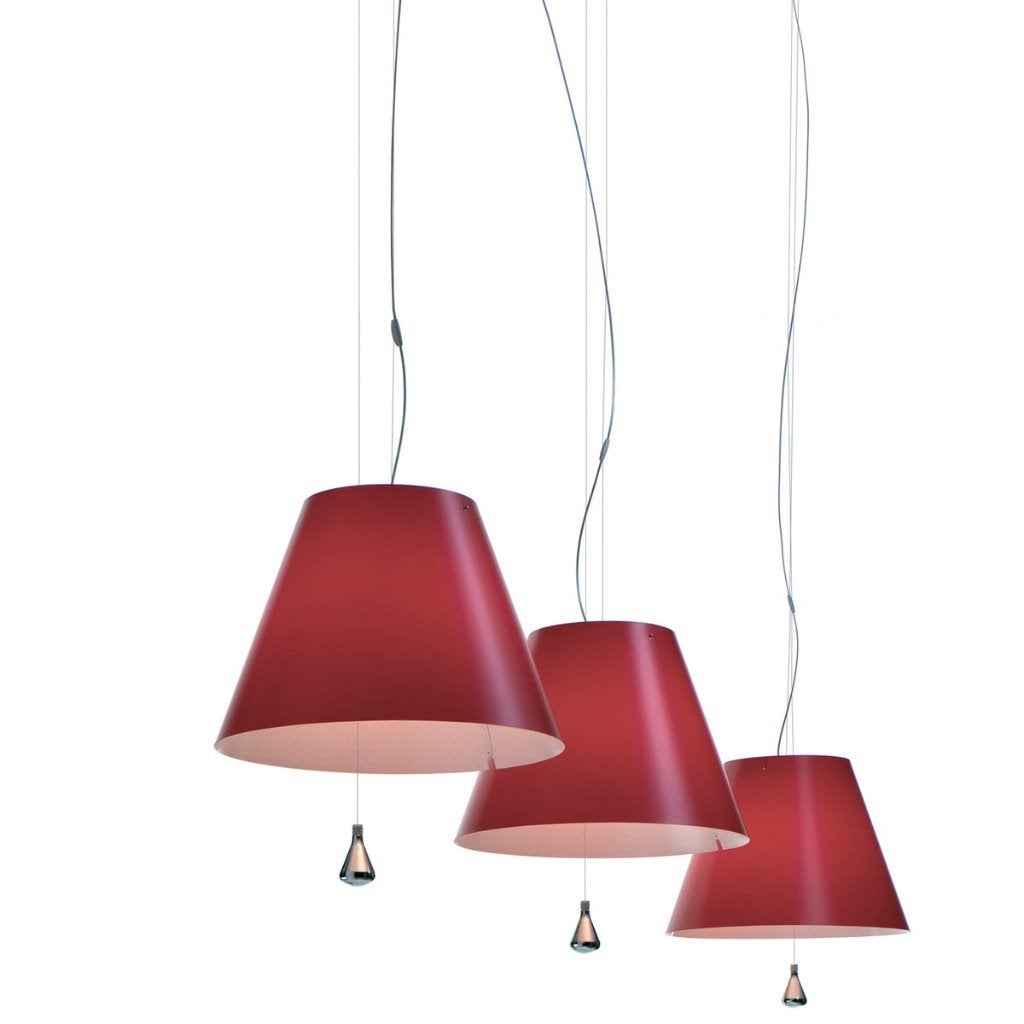 Luceplan Costanza hanglampen, rood – set van 3, Huis en Inrichting, Lampen | Hanglampen, Ophalen, Gebruikt, E27 (groot), Modern