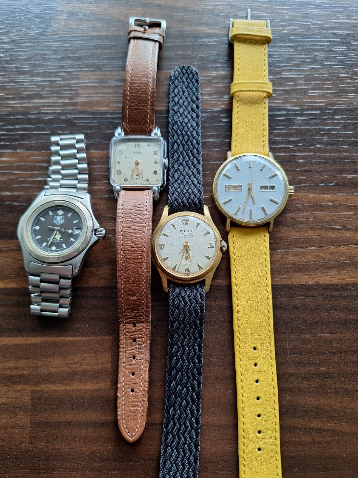 Lot 4 vintage horloges (werken uitstekend), Sieraden, Tassen en Uiterlijk, Horloges | Heren, Ophalen, Zo goed als nieuw, Staal