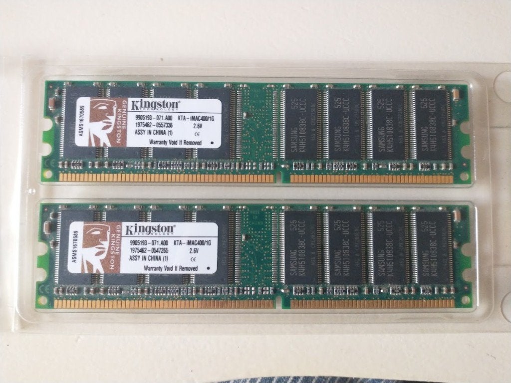 Kingston 2GB DDR1 RAM-set (2x 1GB) - Voor Retro PC / iMac, 400 MHz, Ophalen of Verzenden, Zo goed als nieuw, DDR2