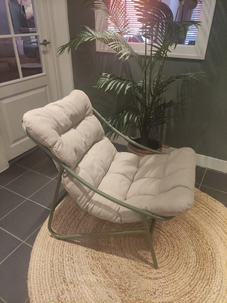 Kuipstoel met kussen groen, Tuin en Terras, Ophalen, Zo goed als nieuw, Aluminium