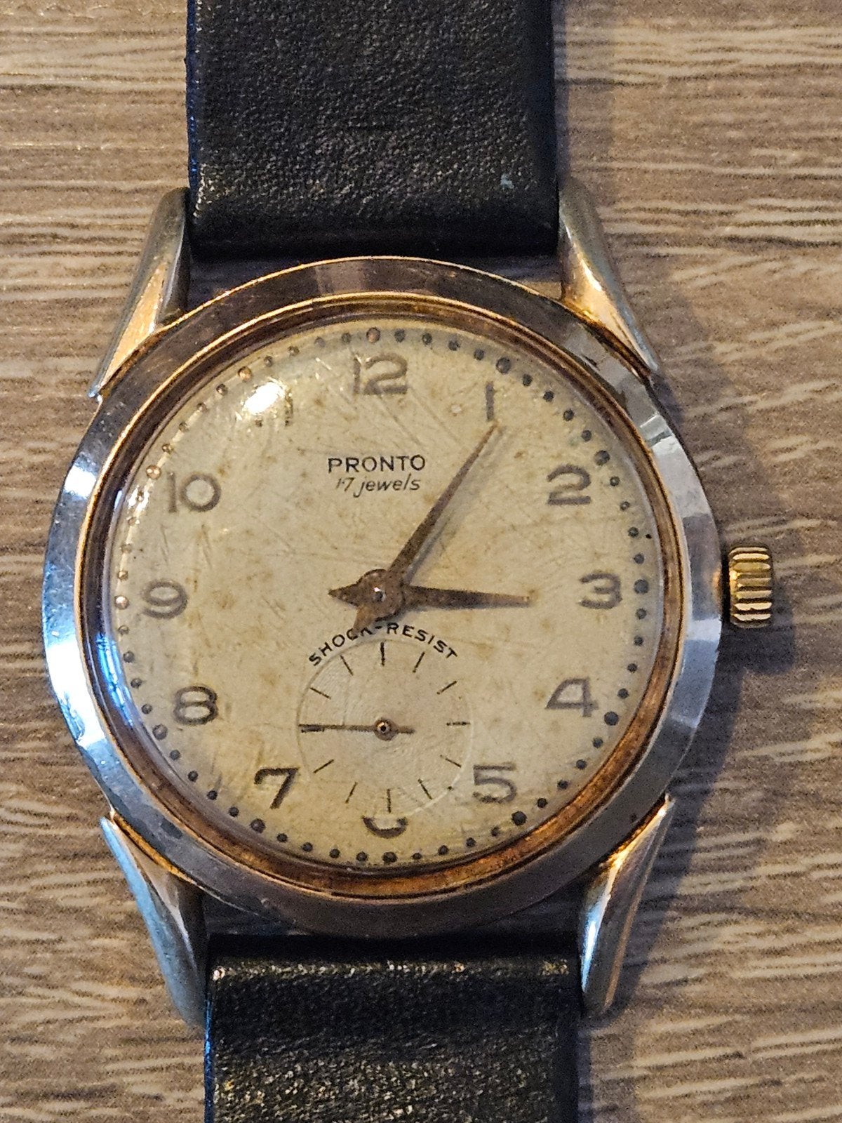 Vintage Pronto Heren Horloge - 17 Jewels, Shock-Resist, Overige merken, Staal, Polshorloge, Ophalen of Verzenden
