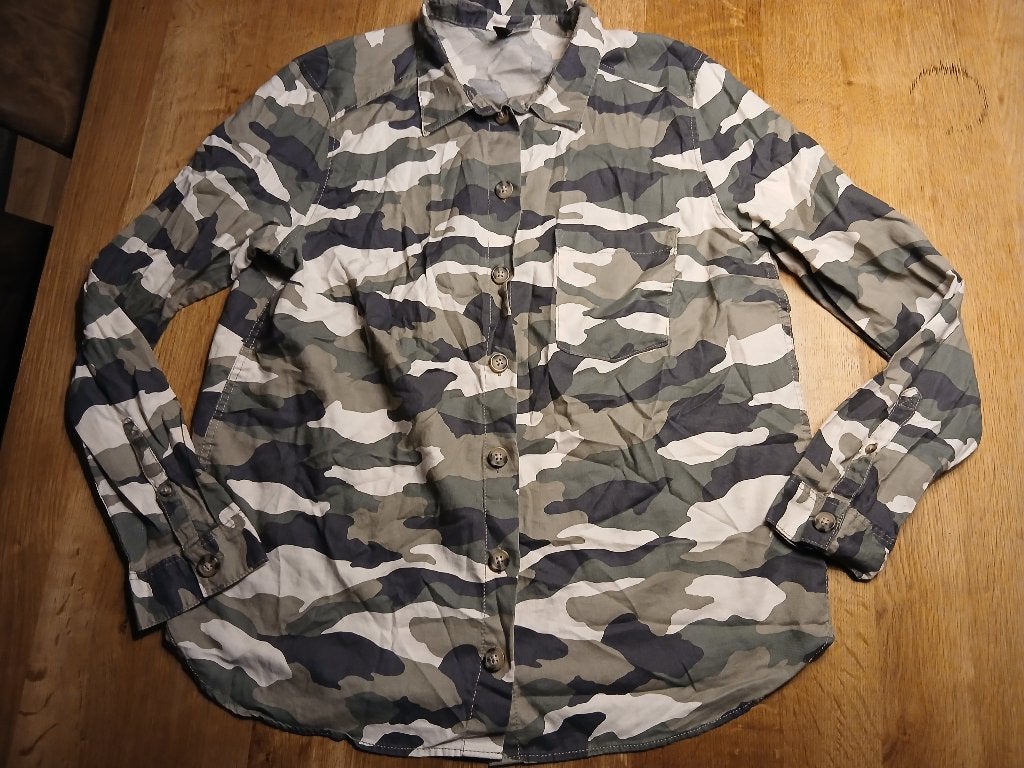 H&M blouse camouflageprint maat 42, H&M, Ophalen of Verzenden, Gedragen, Maat 42/44 (L)