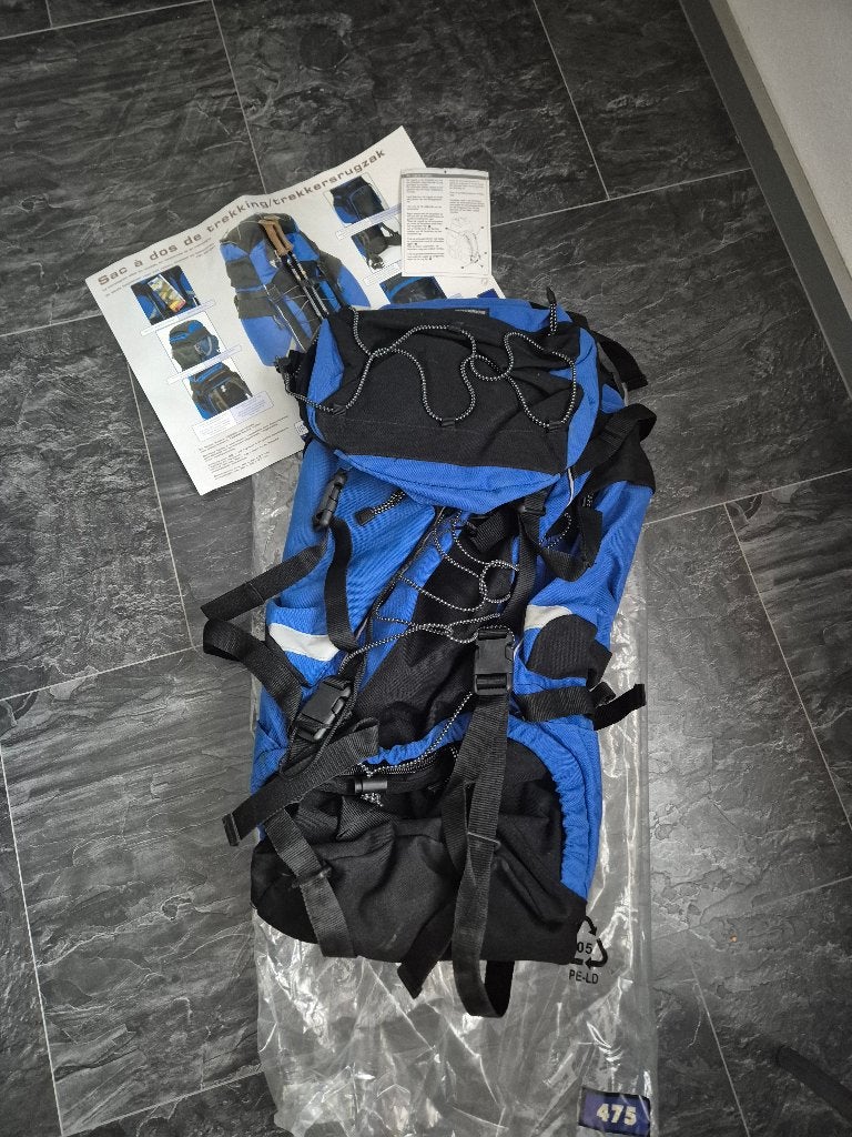 Trekkersrugzak 50 l (plus 15 l), 30 cm of meer, Zwart, Ophalen of Verzenden, Zo goed als nieuw