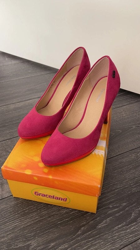 Graceland elegante pump in roze/oranje accent hak 9 cm 38, Pumps, Verzenden, Zo goed als nieuw, Roze